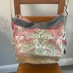Lucky Brand Pink and Green Floral Shoulder Bag